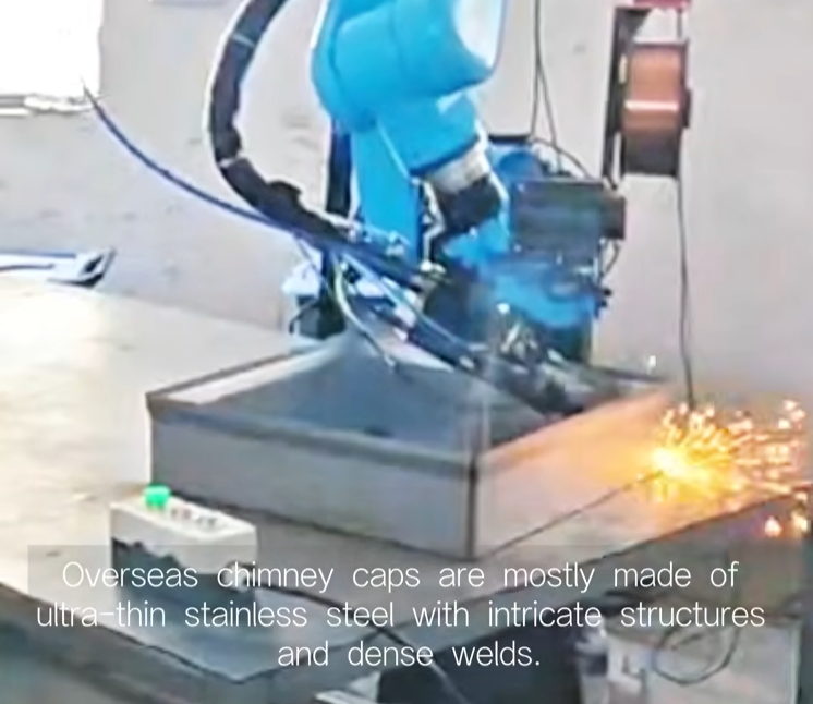 XARP XP1900-25WL laser welding robot for thin-wall stainless steel chimney caps manufacturing